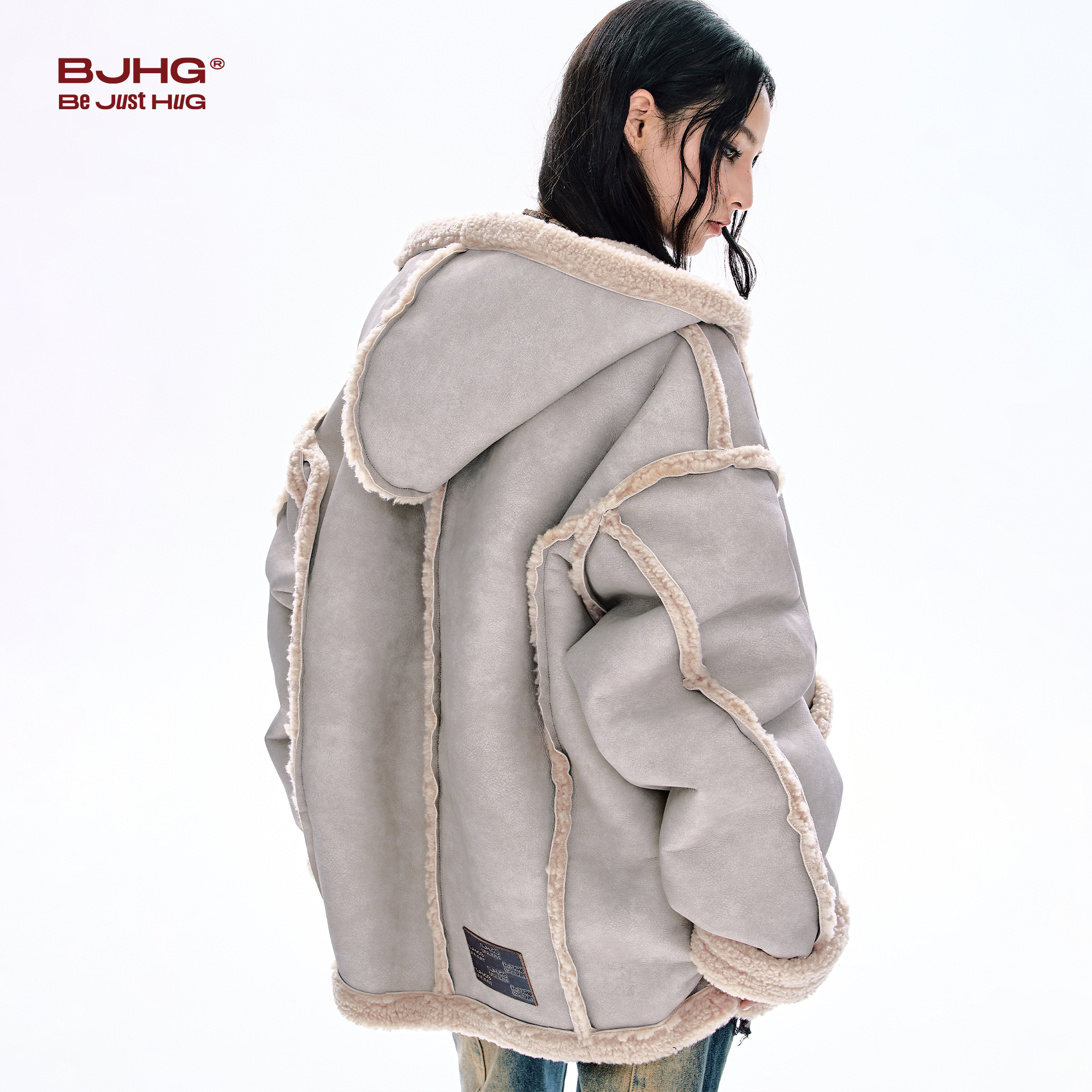 BJHG不计后果美拉德棉服外套男款冬季皮毛一体加厚保暖连帽棉衣女