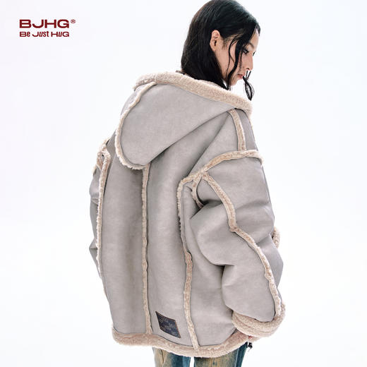 BJHG不计后果美拉德棉服外套男款冬季皮毛一体加厚保暖连帽棉衣女 商品图1