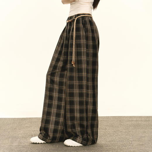 Ariseism 美式复古设计感阔腿格子休闲裤秋季新款长裤子 商品图2