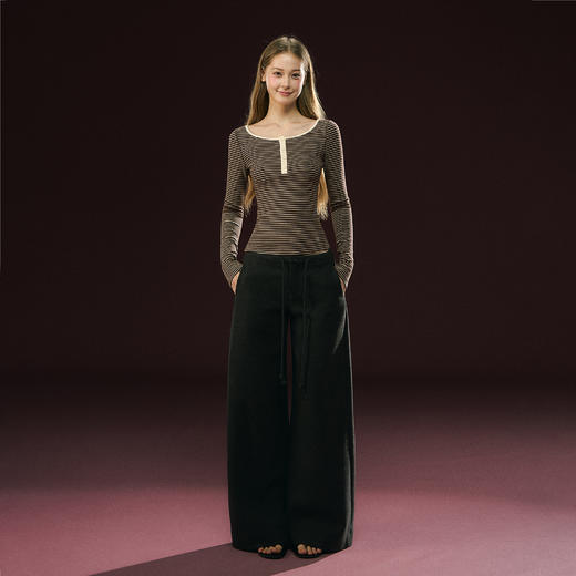 Ariseism 美式复古设计感修身条纹长袖T恤女秋季新款上衣 商品图2