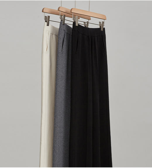 重磅高腰羊毛直筒裤抗起球面料可机洗 商品图0