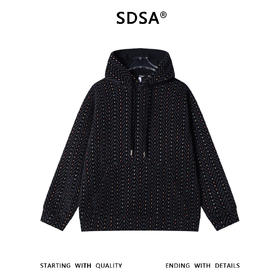 SDSA男士秋冬新款痞帅男装美式彩色竖纹提花连帽卫衣百搭复古上衣