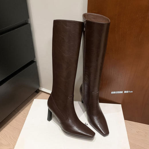 真皮方头高跟长靴，时尚长筒靴子女款时尚高筒骑士靴OLD-A8362 商品图3