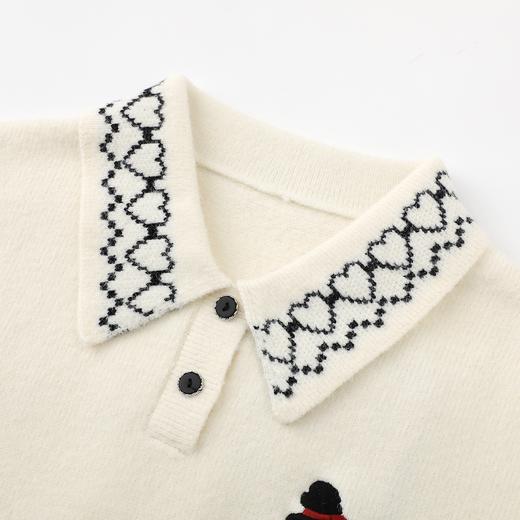 D112057杏色polo领刺绣毛衣女2025秋冬季新款气质软糯显瘦针织衫短款 商品图2