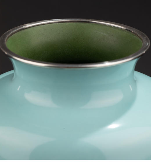 独角鹿西洋古董20世纪日本大正时期七宝烧大师権田広助出品「遊鯉」主题七宝烧赏瓶一对 商品图5