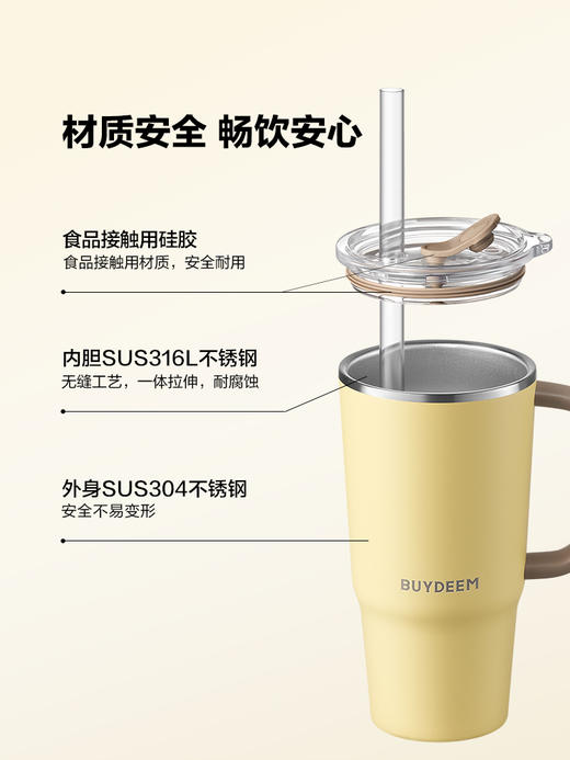 北鼎巨无霸吸管保温杯不锈钢保温杯750ml大容量水杯女保冰吸管杯咖啡杯 商品图3