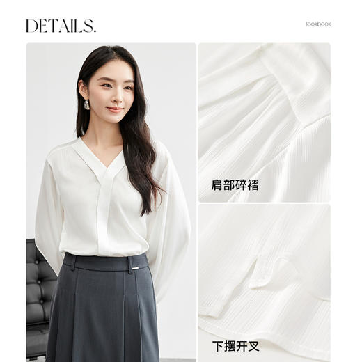 【内购】【轻职场衬衫】通勤气质V领交叠斜门襟条纹肌理轻薄空调衫衬衫-151C58124 商品图2