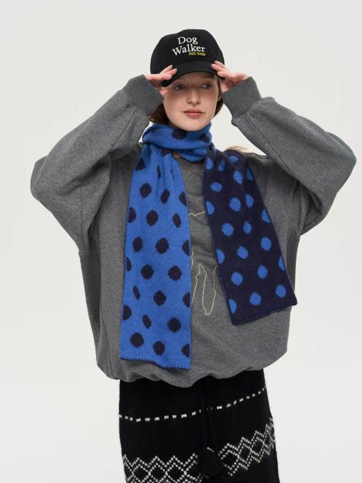 local tag/lt25awk55/湖蓝波点 温暖针织含羊毛好搭围巾 商品图0