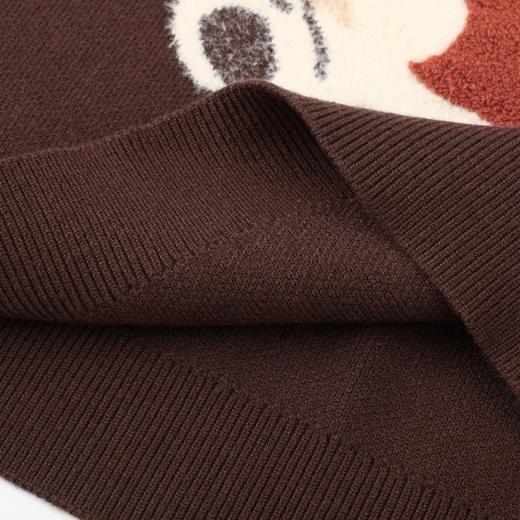 D112059棕色小熊毛巾刺绣软糯圆领毛衣女装宽松打底针织衫 商品图3