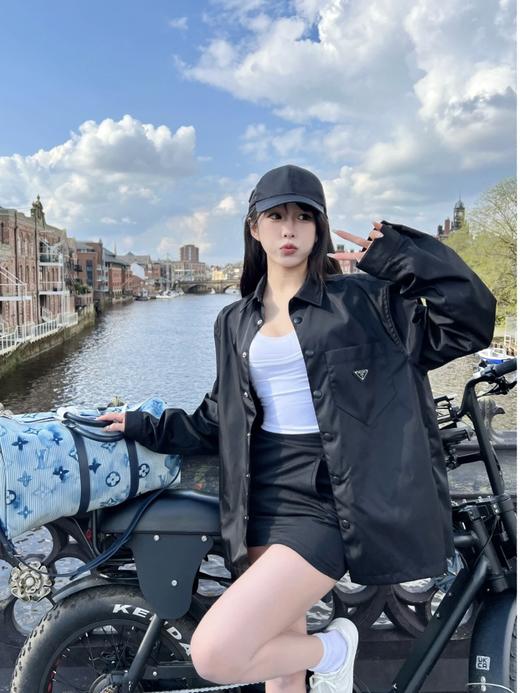 普拉达 25FW三角标再生尼龙长袖衬衫（DY） 商品图0