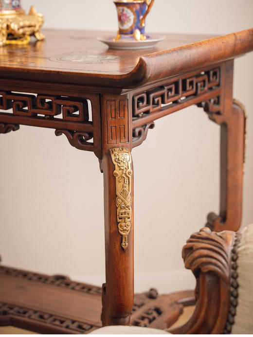 【已售】独角鹿西洋古董1900年代法国出品维多东方风格螺钿镶嵌实木桌几 商品图2