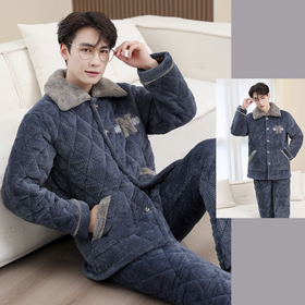 【YW】“清仓特价”男士三层夹棉超厚家居服套装（截单后3-5天发货)