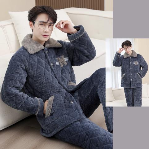 【YW】“清仓特价”男士三层夹棉超厚家居服套装（截单后3-5天发货) 商品图0