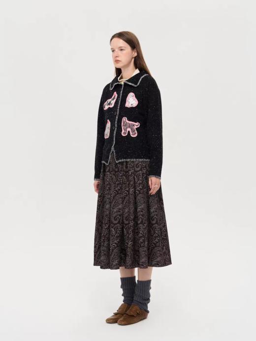 local tag/lt25awk42/小狗的拥抱 印花贴布绣纽扣杂点毛衣针织开衫 商品图2