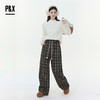 P&X设计师女装2025冬季格子格纹百搭呢料休闲长裤 825409165 咖色 商品缩略图3