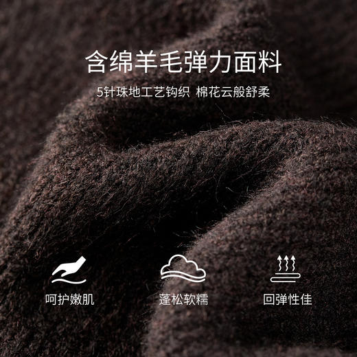 【内购】【含绵羊毛】都市通勤一字圆领下摆三粒扣开叉长袖软糯弹力毛衣-W54EE3935 商品图4