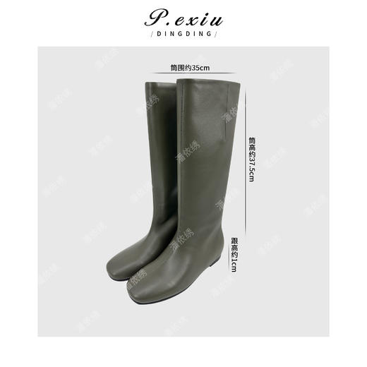 PanYiXiu/潘依绣植鞣羊皮方圆头瘦瘦靴极简高筒靴 TB25011 商品图1