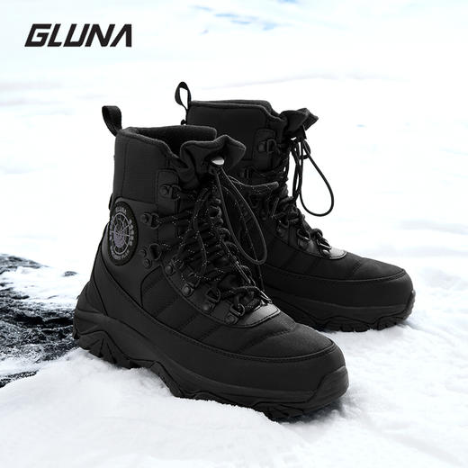 GLUNA哥鲁纳冬季高帮防水雪地靴加绒保暖防滑防寒户外休闲徒步中筒加厚89893 商品图8