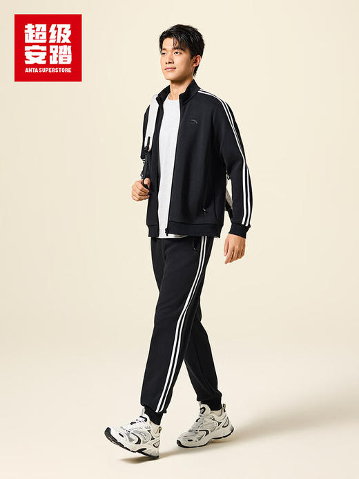 超级安踏运动外套男女同款秋季经典双条纹复古针织立领夹克上衣172538708U 商品图2