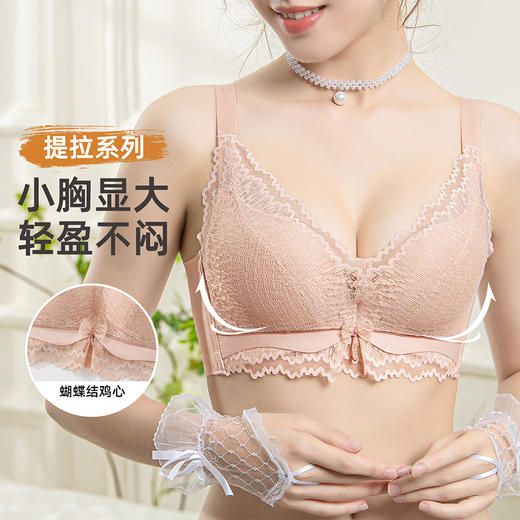 雅黛俪小胸聚拢显大文胸上薄下厚杯性感蕾丝内衣提拉收副乳胸罩 商品图0