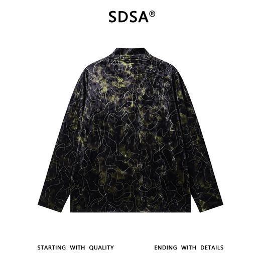 SDSA男士秋冬新款痞帅男装撞色植绒凌乱线条半高领长袖T恤百搭潮 商品图4