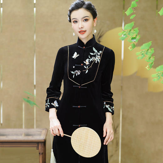 加厚秋冬装黑色旗袍外披百搭外搭	 SC18433 商品图3