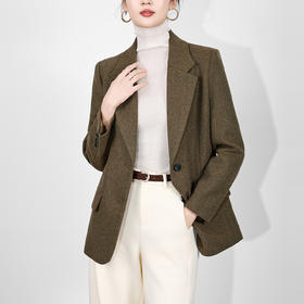 「高货wl」全新升级【铂金会员367/天猫499/差价132】(02959)洛诗琳老钱风人字纹加厚西装外套2025秋冬羊毛混纺上衣