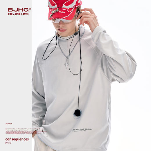 BJHG不计后果德绒卫衣男款秋冬季印花v领长袖t恤宽松内搭打底衫女 商品图3