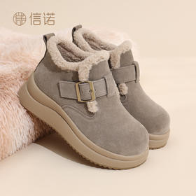 信诺妈妈棉鞋软底舒适加绒保暖勃肯鞋毛毛鞋雪地靴女2025冬季新款X5M126-188