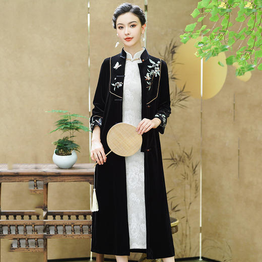 加厚秋冬装黑色旗袍外披百搭外搭	 SC18433 商品图0