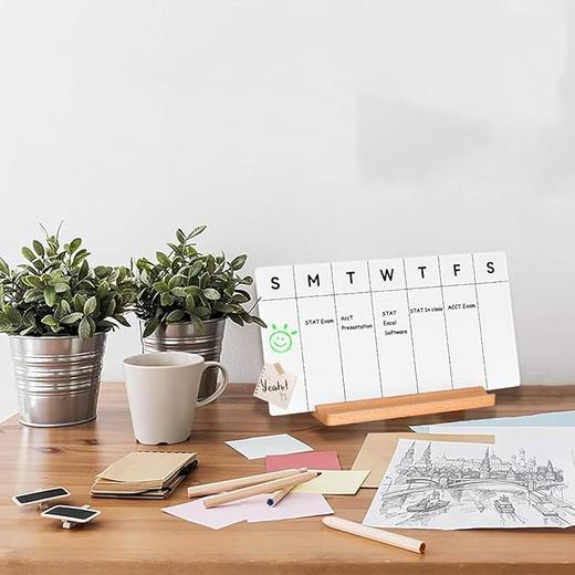 美国 桌面玻璃周计划写字板 带可拆卸底座 30cm*15cm 商品图2