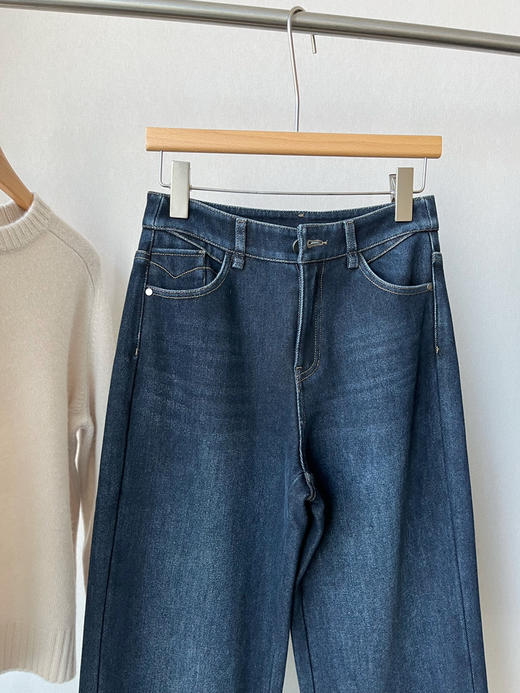 【直筒直腿】噢蜜ooomeooo直筒加绒牛仔蓝仔裤 商品图8