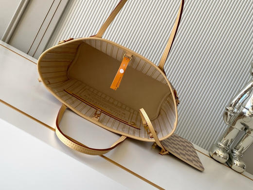 秋冬特惠💰1190 渠道级LV【全钢五金 MB163c01变码芯片】te级LV 全套包装 M41362白格杏内里 NEVERFULL 小号手袋 Neverfull 小号手提包 商品图7