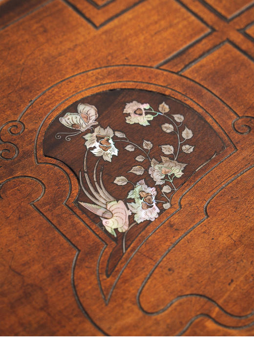 【已售】独角鹿西洋古董1900年代法国出品维多东方风格螺钿镶嵌实木桌几 商品图4
