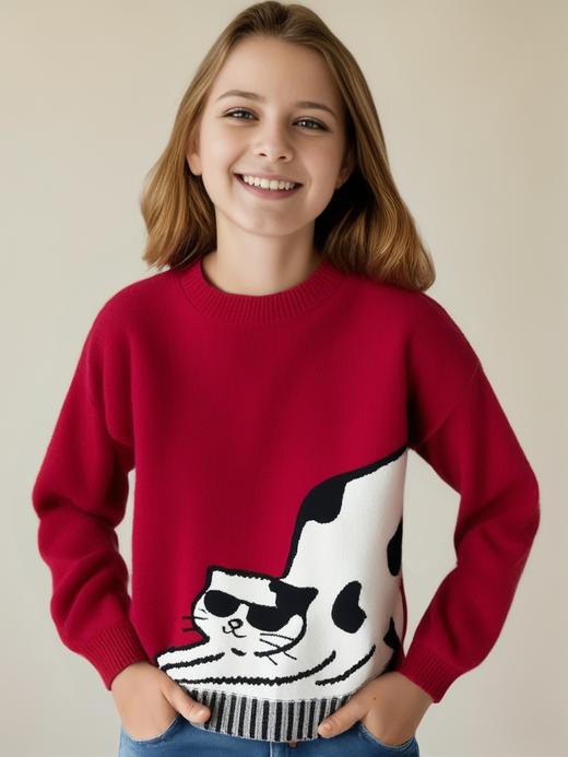 🎁【满赠活动】MOKA莫卡儿童羊绒衫 设计师款（钢琴上的猫） 商品图1