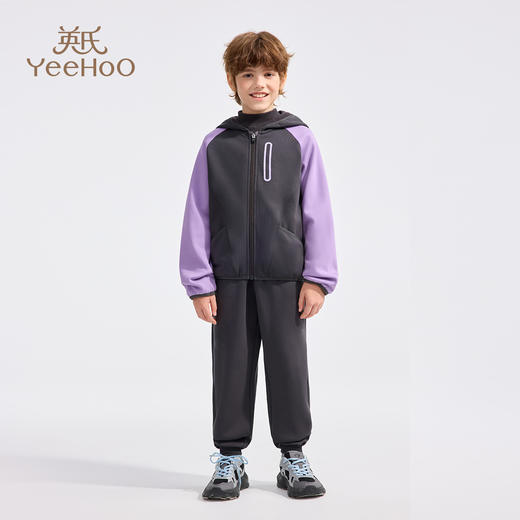 【加绒两件套】【英氏】【110-160】男童冬款加绒外套裤子套装 商品图9