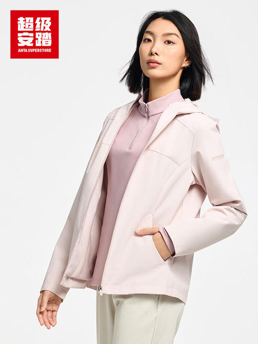 超级安踏加绒运动外套女士秋冬防泼水全天候训练防风夹克外套162547603U 商品图0