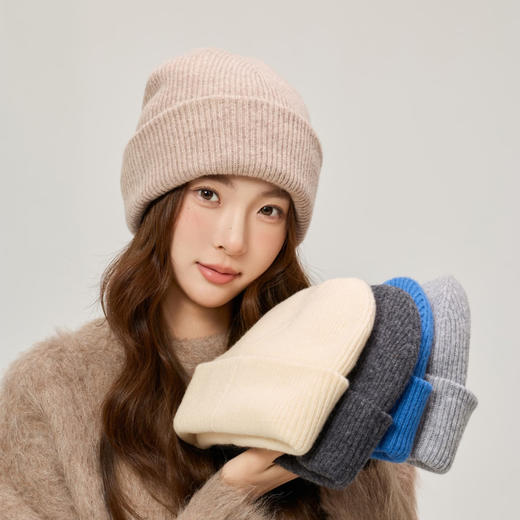 MS Lemuguet  铃兰小姐 绵羊毛针织帽 加厚加宽版 耐寒保暖 男女同款 5色可选 商品图2