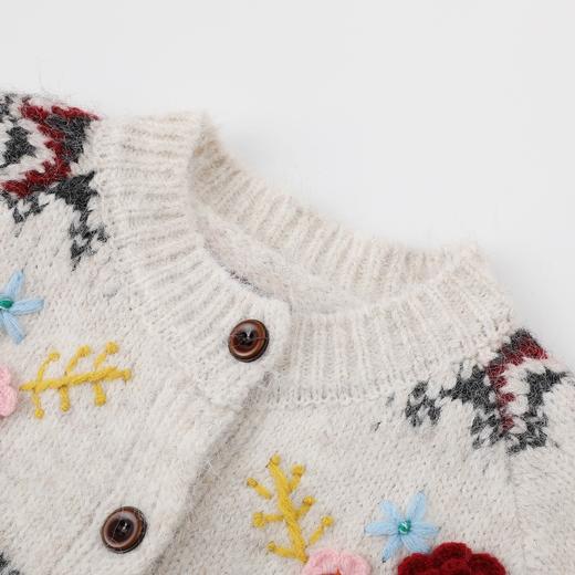 D112060立体钩花费尔岛针织开衫毛衣外套上衣女 商品图4