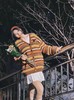 D112036日式复古V领条纹柔软舒适针织毛衣外套 商品缩略图4