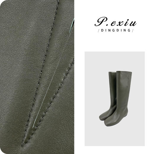 PanYiXiu/潘依绣植鞣羊皮方圆头瘦瘦靴极简高筒靴 TB25011 商品图0
