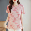 冰丝短袖t恤女士夏装新款时尚洋气小衫大码印花上衣中长款打底衫 商品缩略图1
