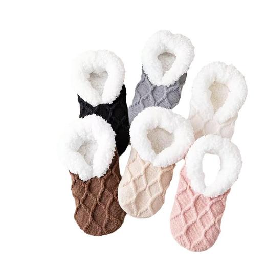 「加倍锁温！袜底硅胶设计」地板袜冬季大人加绒加厚保暖鞋袜女士居家防滑暖脚袜套羊羔绒鞋袜配饰 商品图4