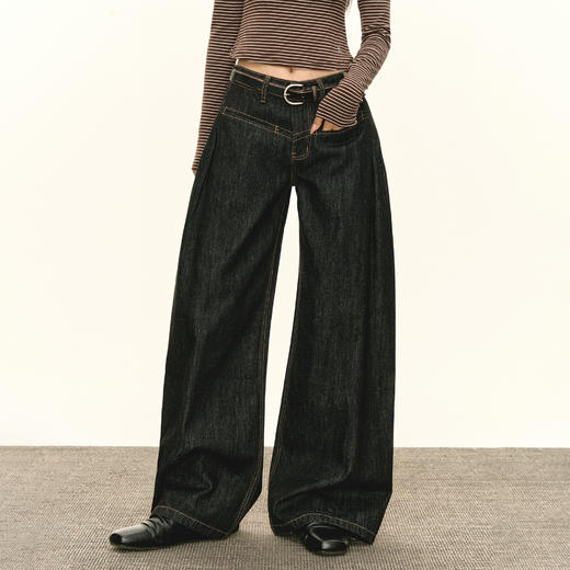 Ariseism 美式复古设计感阔腿宽松牛仔裤女秋季新款长裤子 商品图1
