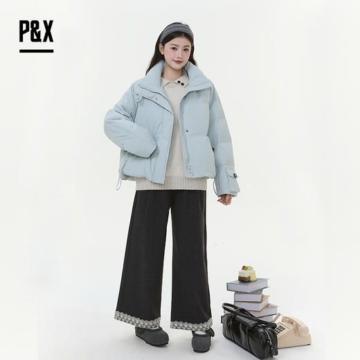 P&X设计师女装2025冬季立领鸭绒服短款羽绒服 825424038 蓝色 商品图2