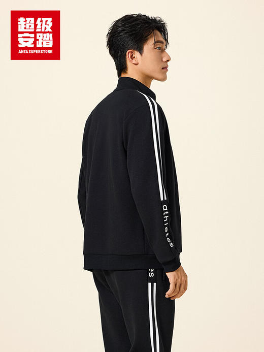 超级安踏运动外套男女同款秋季经典双条纹复古针织立领夹克上衣172538708U 商品图3