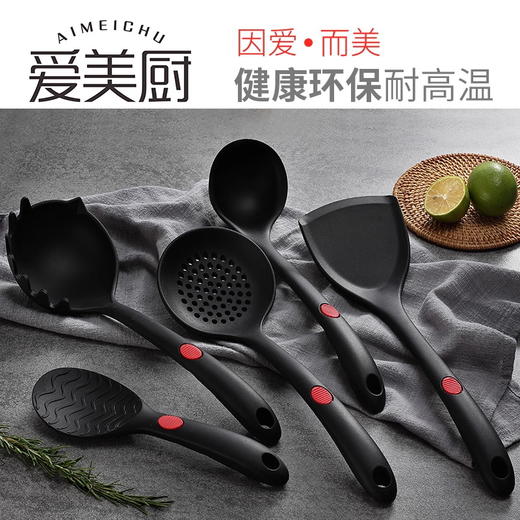 食品级硅胶锅铲 耐高温厨具不伤锅一体加厚不粘锅专用 饭勺汤勺漏勺 商品图2