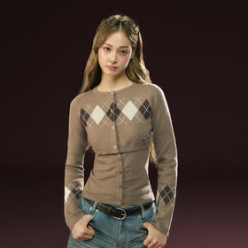 Ariseism  美式复古设计感针织衫女两件套秋季新款圆领修身上衣