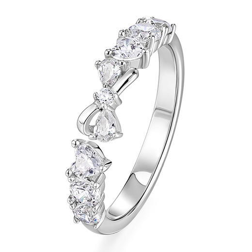 卡蒂罗KADER 结爱情侣对戒 925银闪锆点缀蝴蝶结璀璨闪耀简约大方开口可调节一对 钟爱久久爱意交织 商品图3