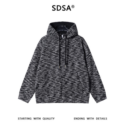 SDSA男士秋冬新款痞帅男装简约撞色小香风抽绳连帽卫衣百搭上衣 商品图0